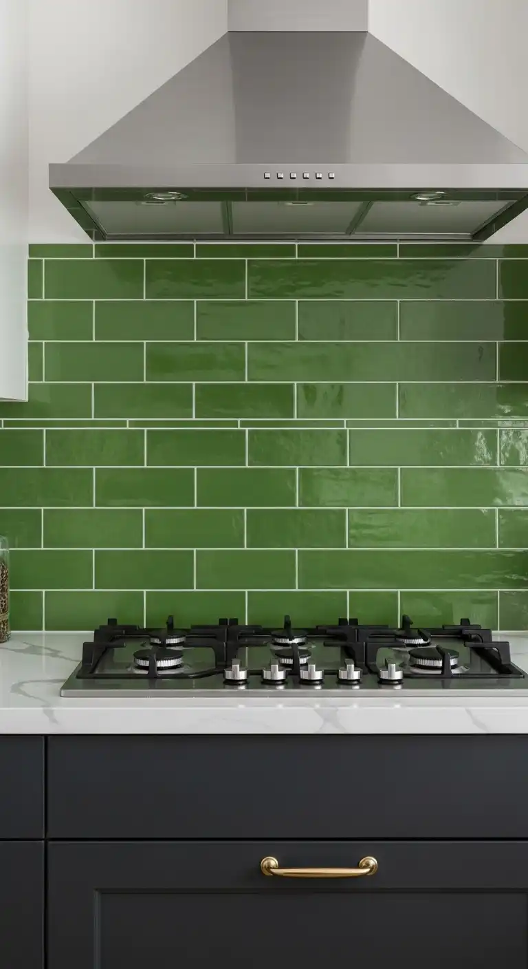 21 Elegant Kitchen Backsplash Designs with Dark Cabinets 16 15 Green Ceramic Tiles