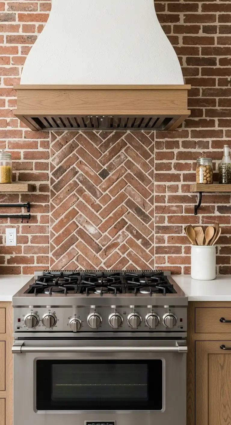 19 Trendy Kitchen Backsplash Designs Behind Stove for a Fresh Look 17 16 Brick Backsplash Rusticity