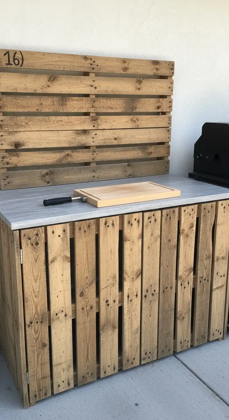 19 Practical Cheap Outdoor Kitchen Ideas to Transform Your Patio Space 17 16 Build a Pallet Wood Backsplash