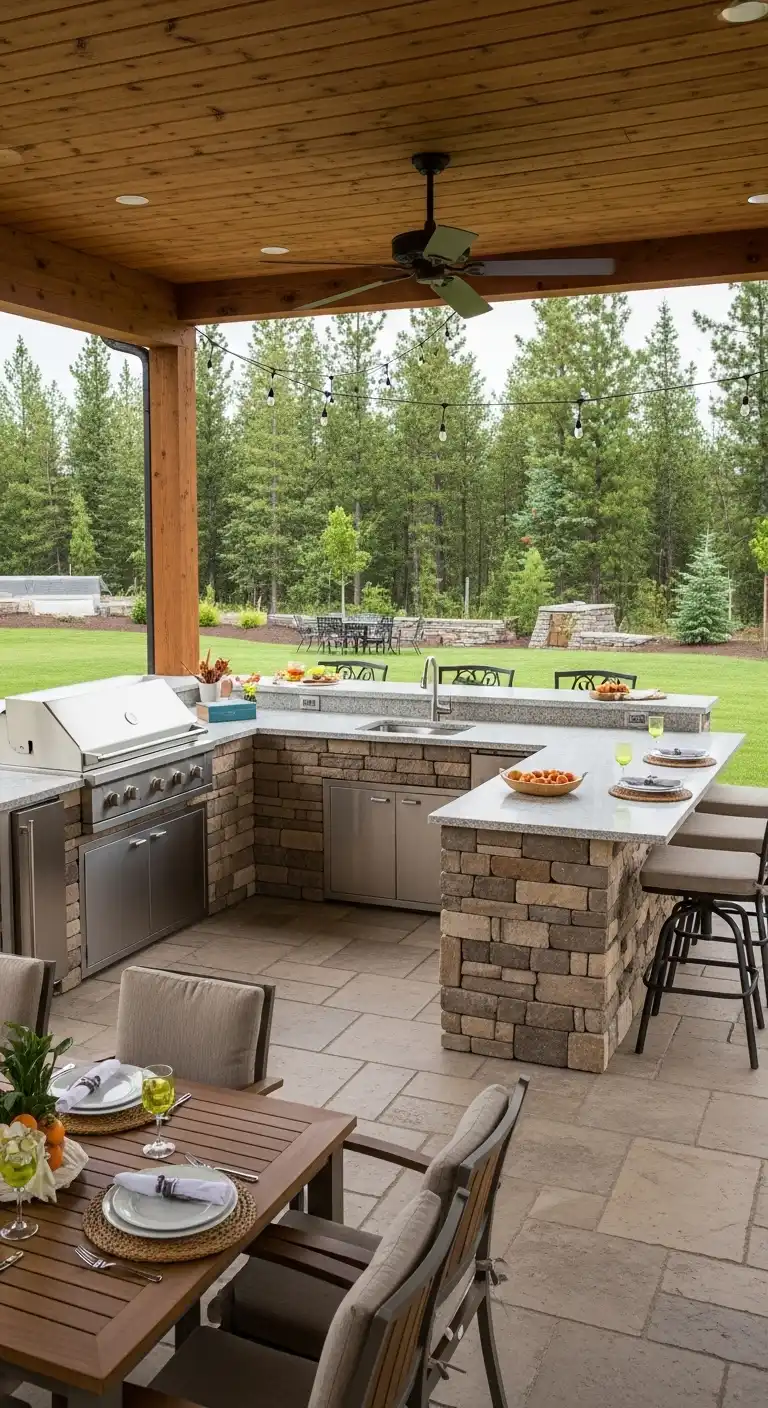 30 Functional Backyard Outdoor Kitchen Layouts You'll Love 17 16 Multi Zone Entertaining Space