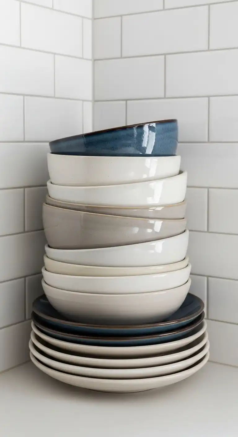 20 Inviting Kitchen Counter Corner Decor Ideas 17 16 Stacked Ceramic Bowls