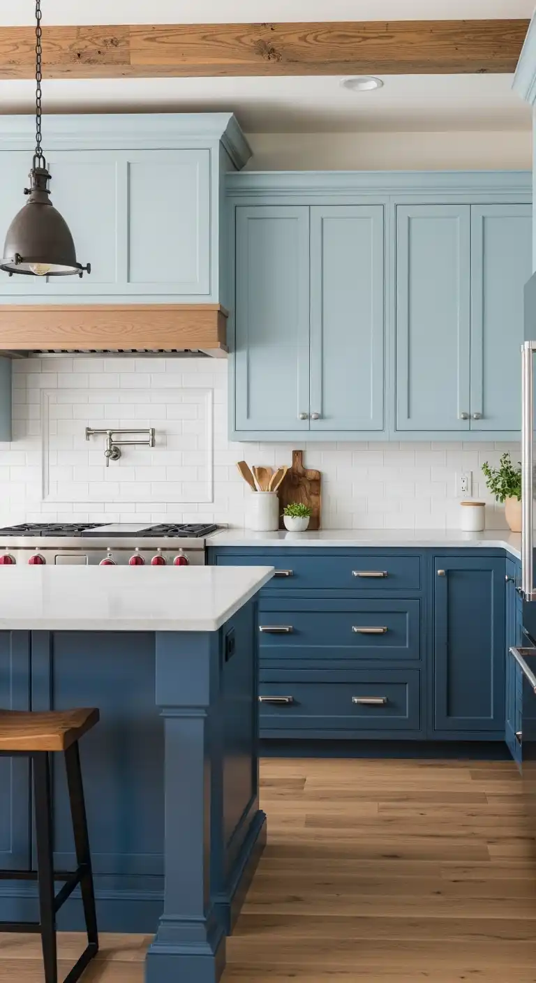 21 Timeless Rustic Modern Kitchen Ideas You'll Love 18 17 Blue Cabinet Accents