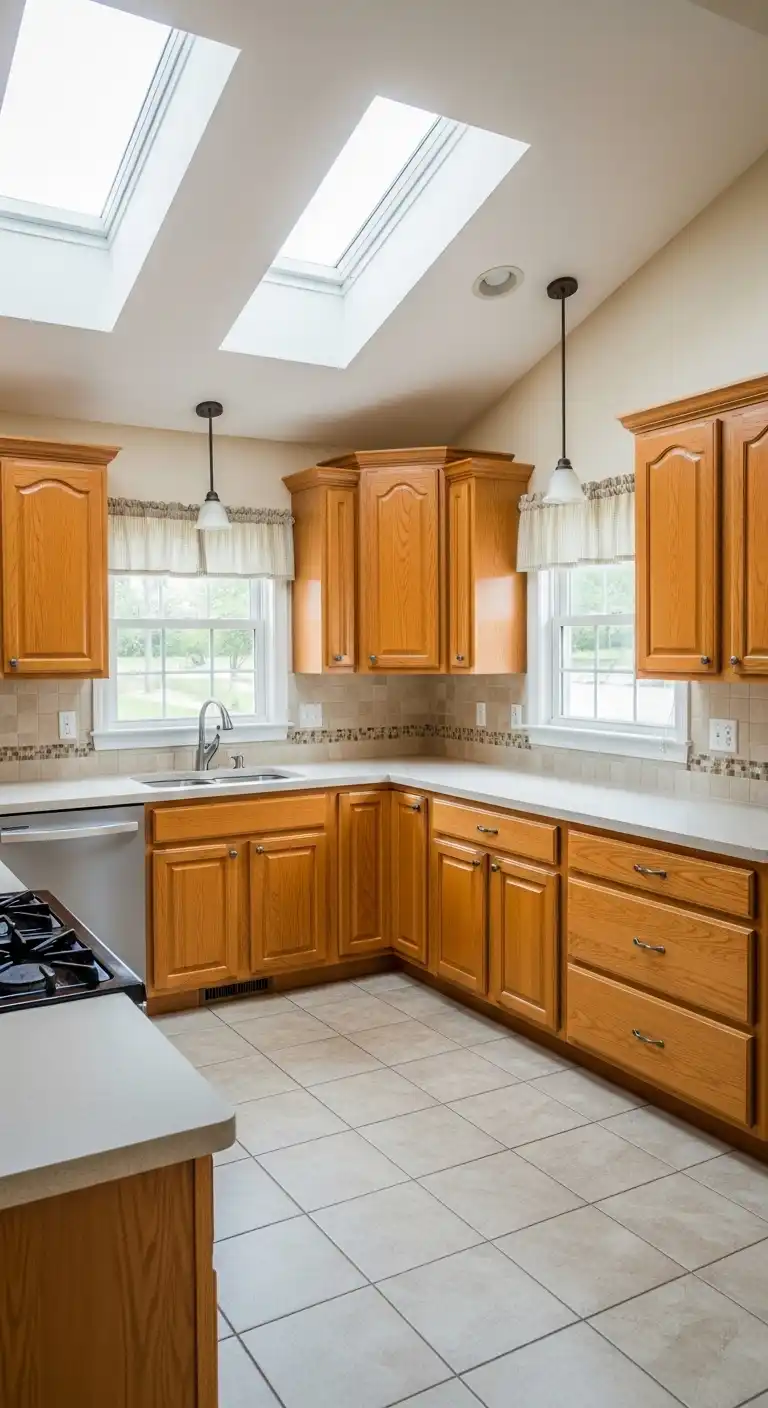 17 Stunning Orange Oak Cabinet Makeover Ideas 18 17 Maximize Natural Light