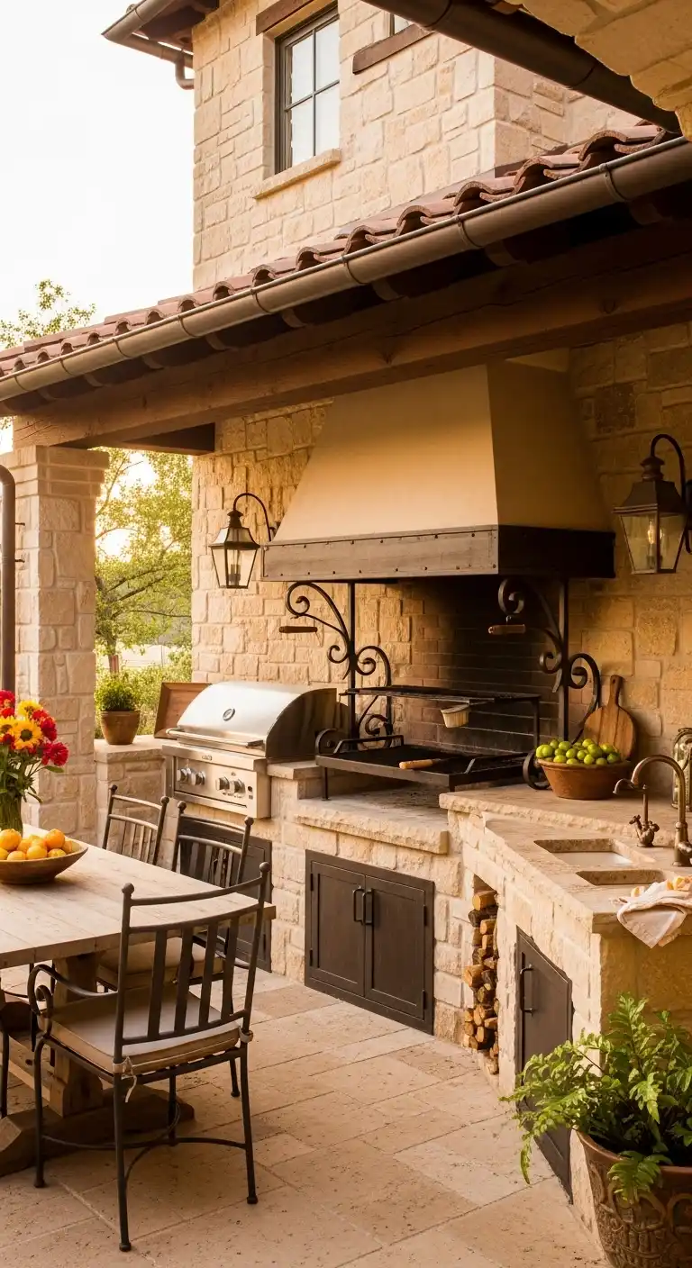 30 Functional Backyard Outdoor Kitchen Layouts You'll Love 19 18 Tuscan Style Kitchen