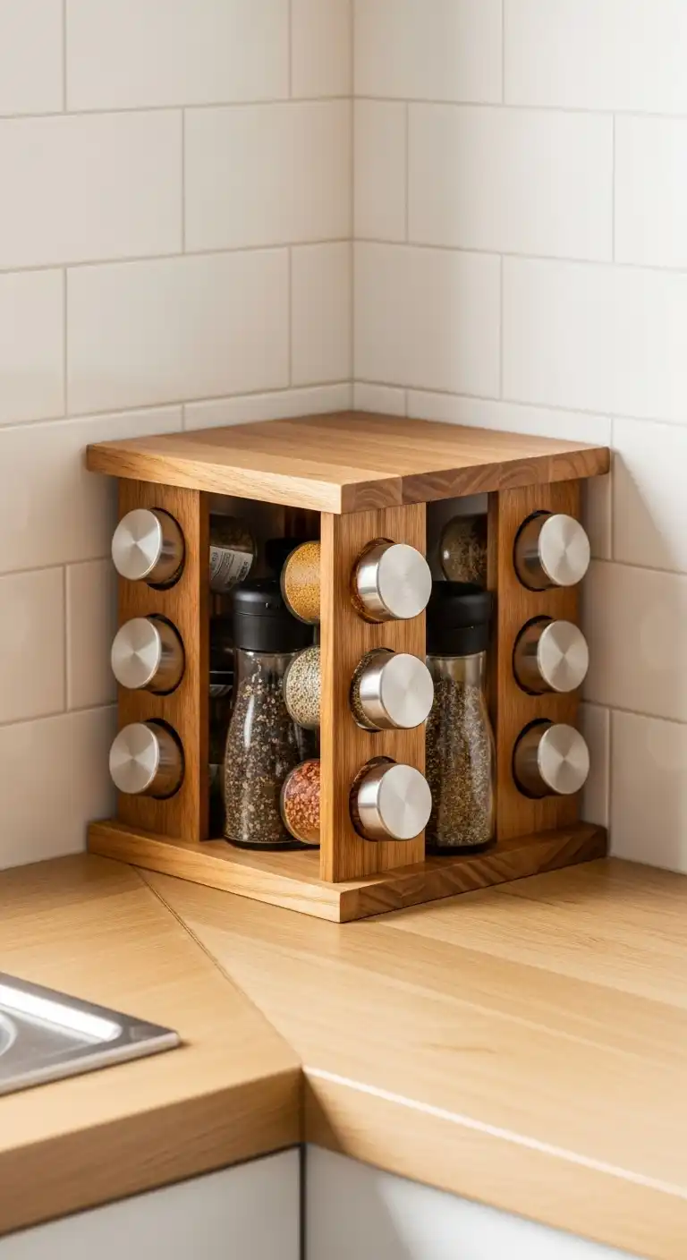 20 Inviting Kitchen Counter Corner Decor Ideas 19 18 Wooden Spice Rack