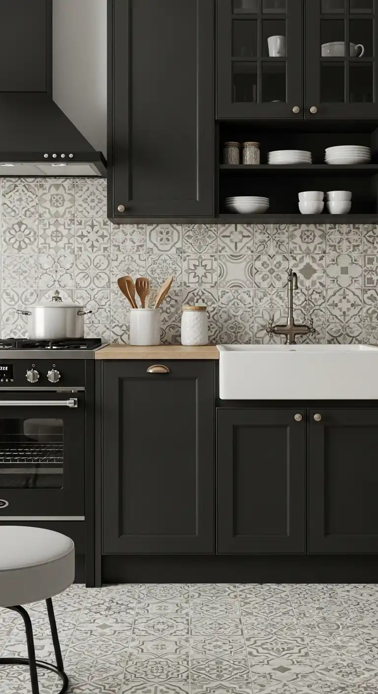 21 Elegant Kitchen Backsplash Designs with Dark Cabinets 20 19 Patterned Ceramic Tiles