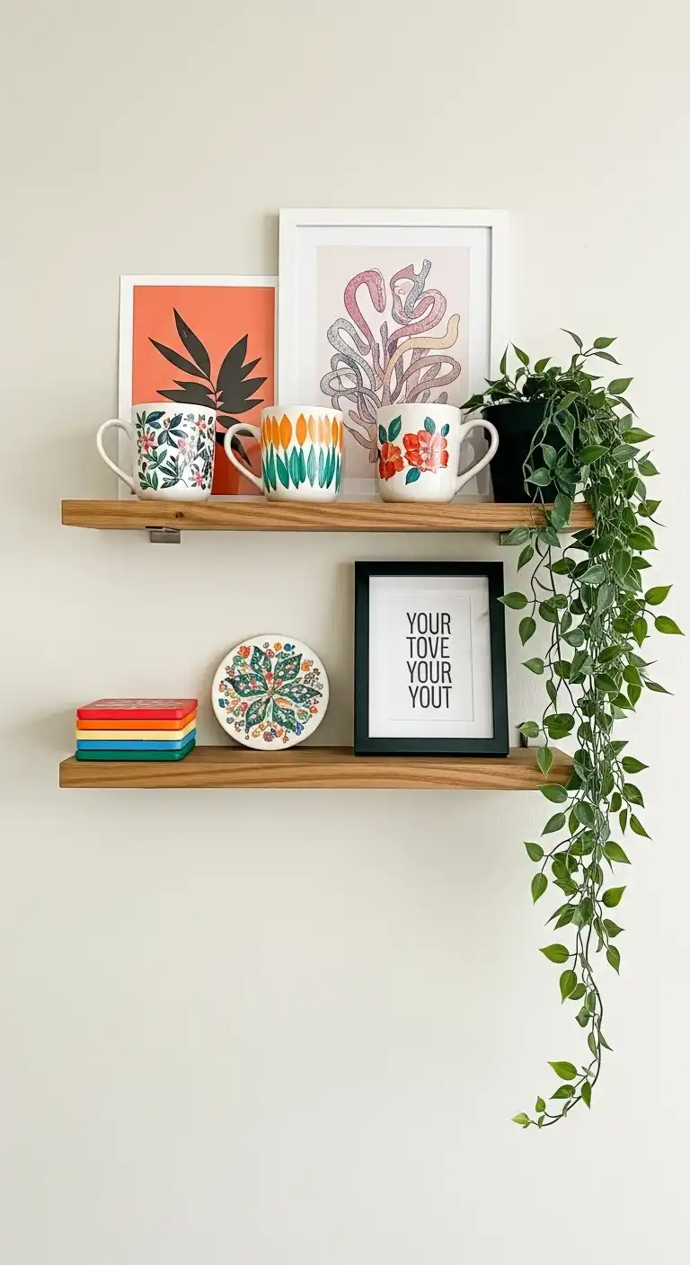 Kitchen Shelf Decor Ideas: 27 Ways to Style Every Nook 20 19. Eclectic Art and Plants