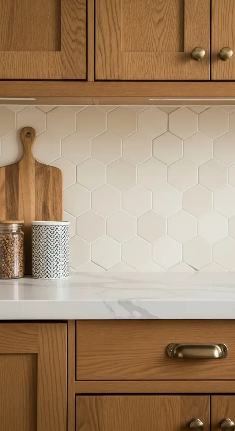 2 Hexagon Tiles in Soft Cream