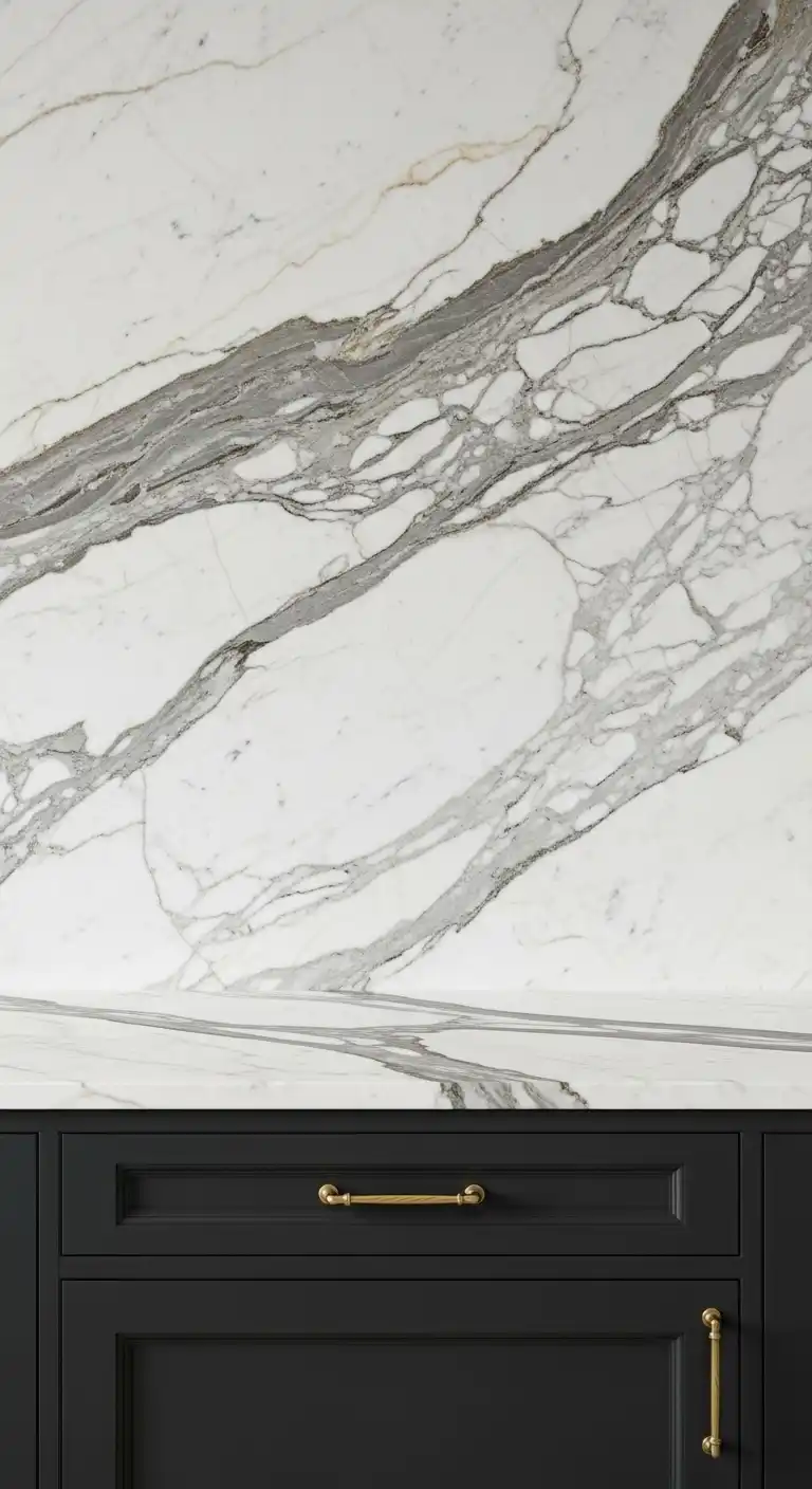 21 Elegant Kitchen Backsplash Designs with Dark Cabinets 3 2 Marble Slab with Bold Veining