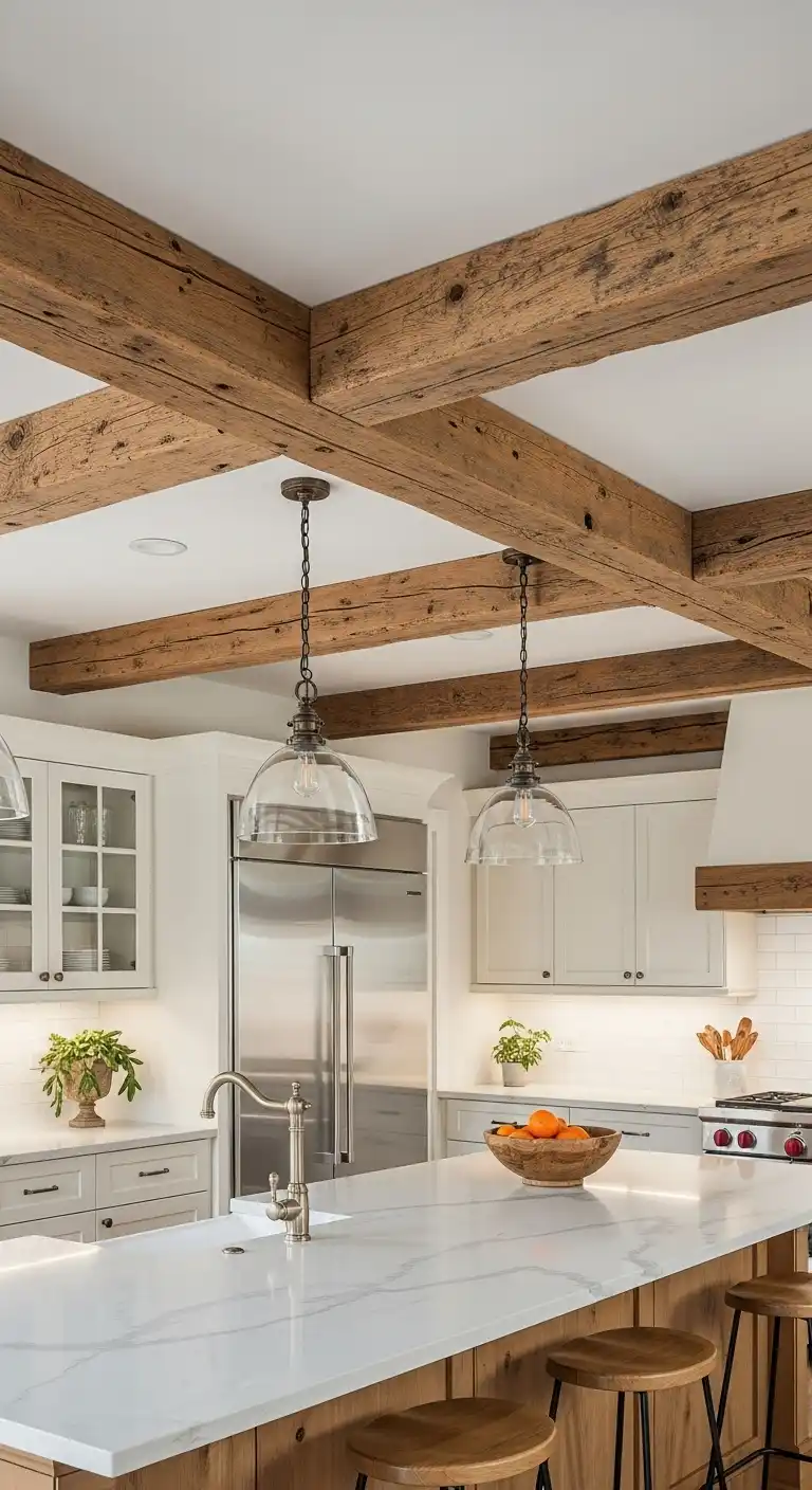 2 Reclaimed Wood Beams for Rustic Warmth