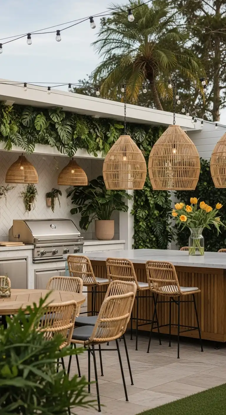 30 Functional Backyard Outdoor Kitchen Layouts You'll Love 21 20 Tropical Paradise Kitchen