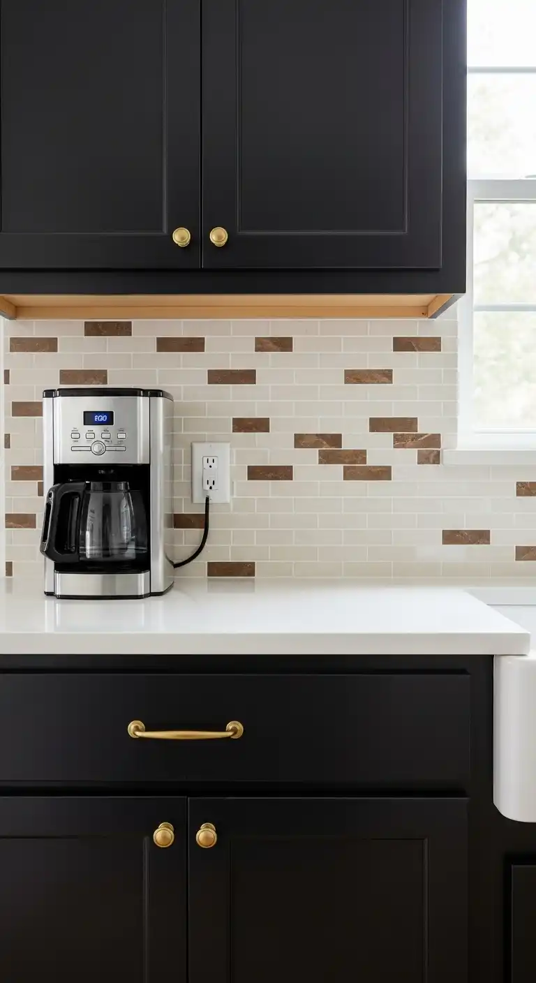 21 Elegant Kitchen Backsplash Designs with Dark Cabinets 22 21 Cream Mosaic Tiles
