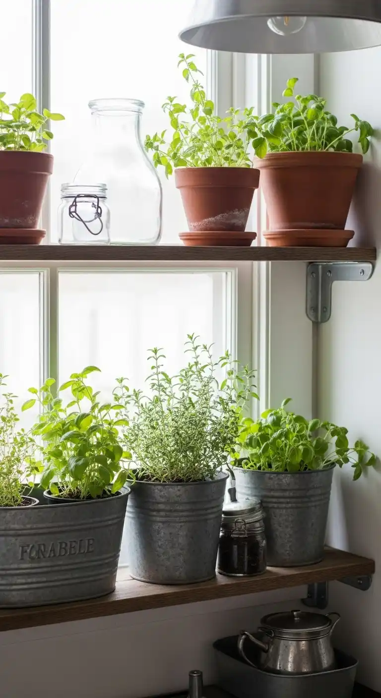 21 Timeless Rustic Modern Kitchen Ideas You'll Love 22 21 Potted Herbs as Decor