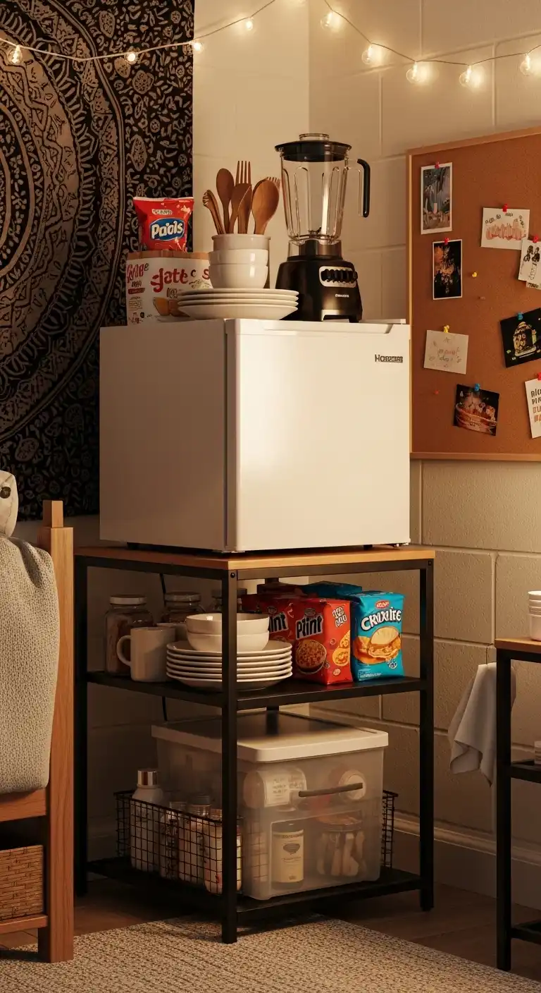 Dorm Room Kitchen Essentials: 21 Smart Picks for Tiny Spaces 22 21. Mini Fridge Stand with Storage