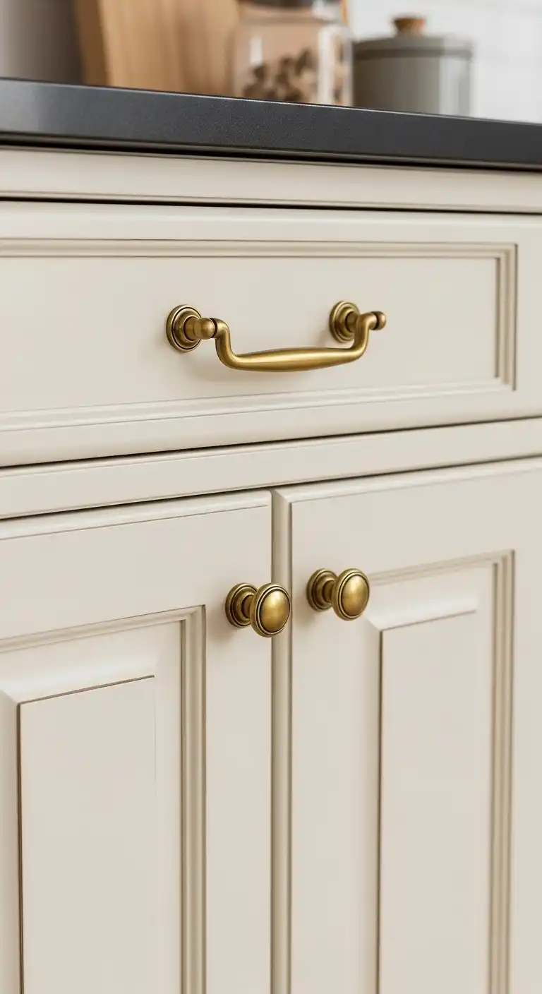 33 Elegant French Countryside Kitchen Ideas with Timeless Appeal 22 22 Vintage Brass Hardware