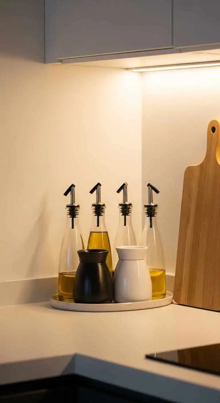 21 Inviting Kitchen Counter Corner Decor Ideas 24 23 Decorative Oil and Vinegar Bottles
