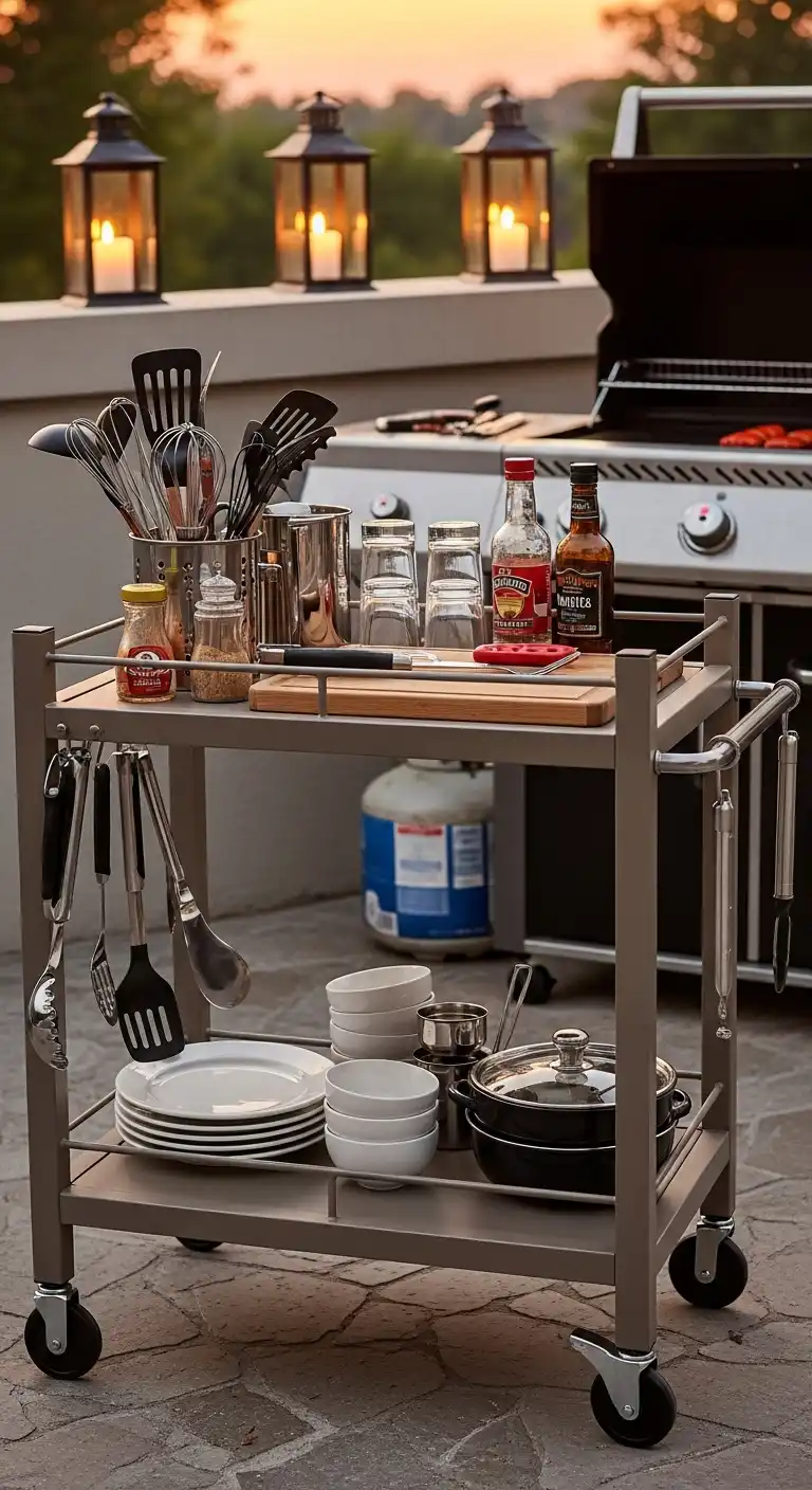 25. Repurposed Bar Cart Station