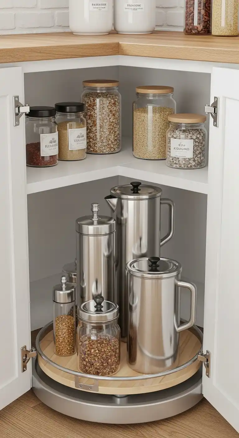 35 Inviting Small Cottage Kitchen Designs That Maximize Space 27 26 Install a Lazy Susan