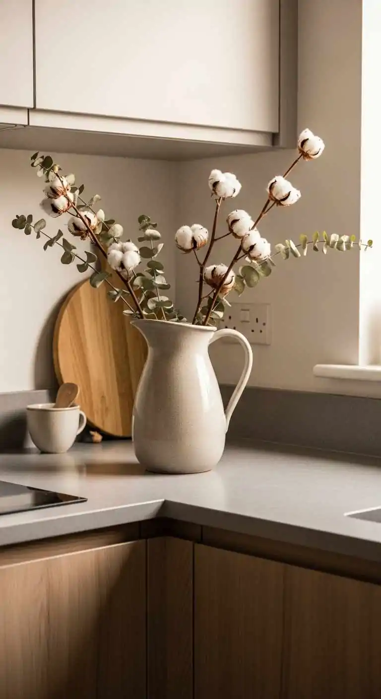 21 Inviting Kitchen Counter Corner Decor Ideas 29 28 Textured Ceramic Pitcher