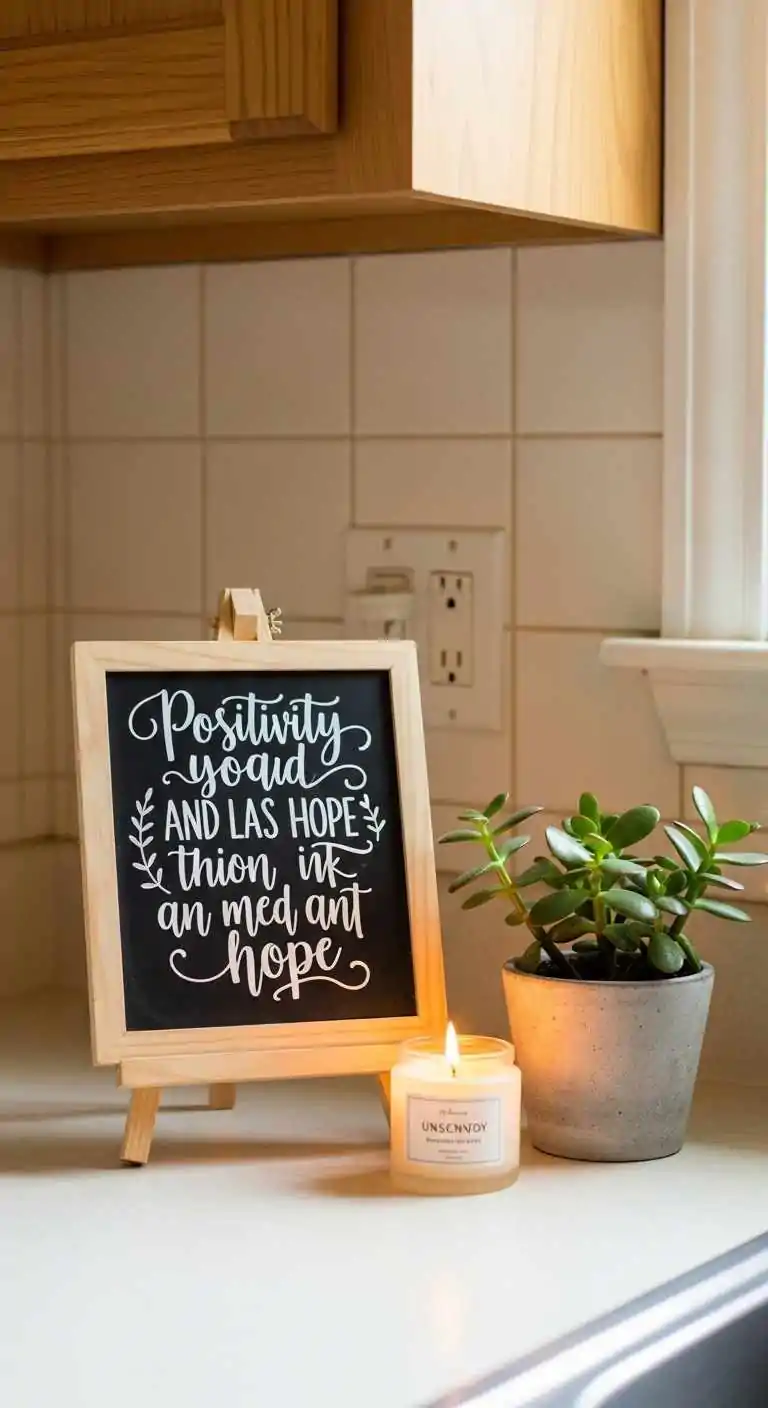21 Inviting Kitchen Counter Corner Decor Ideas 32 31 Mini Chalkboard Sign