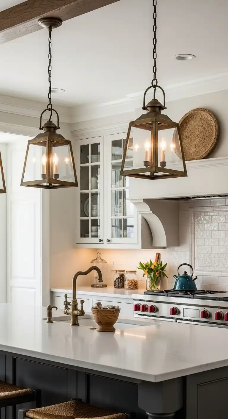 33 Elegant French Countryside Kitchen Ideas with Timeless Appeal 33 32 Lantern Style Pendants