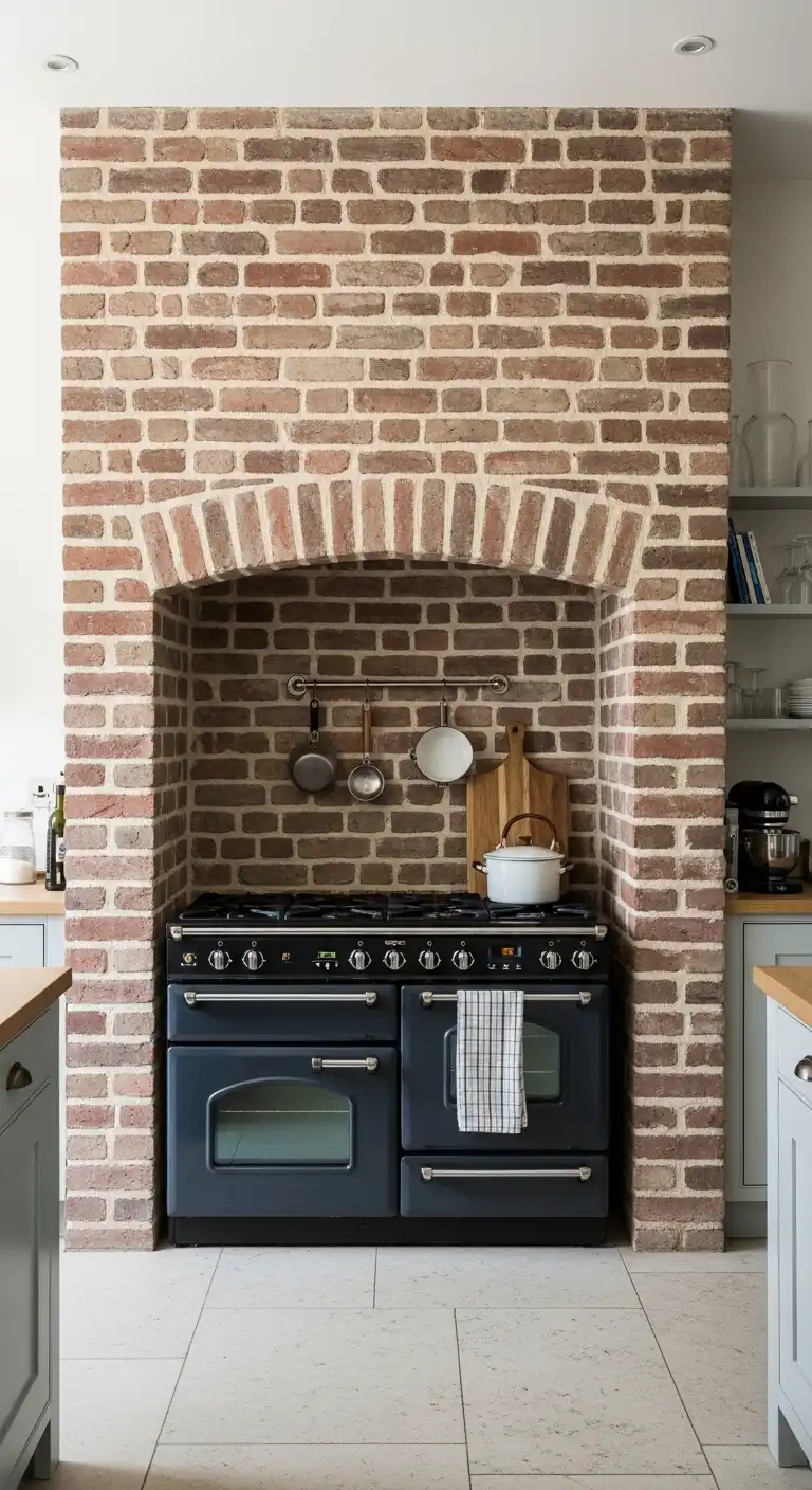 33 Elegant French Countryside Kitchen Ideas with Timeless Appeal 34 33 Exposed Brick
