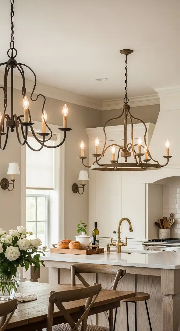 33 Elegant French Countryside Kitchen Ideas with Timeless Appeal 5 4 Vintage Lighting
