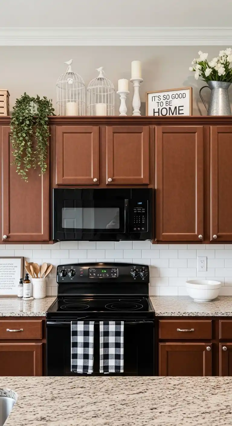 Above Kitchen Cabinet Decor Ideas: 21 Creative Styling Tips 5 4. Cascading Trailing Plants