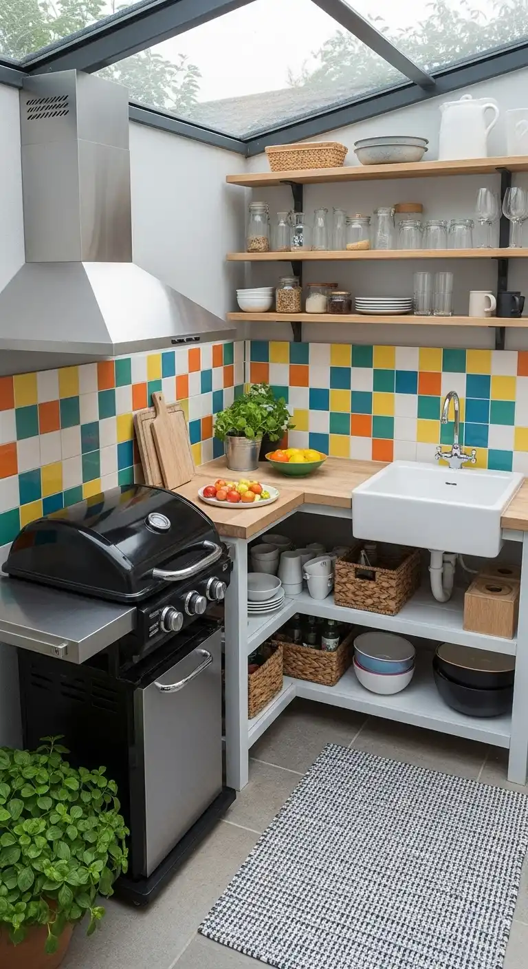 30 Functional Backyard Outdoor Kitchen Layouts You'll Love 6 5 Compact Corner Kitchen