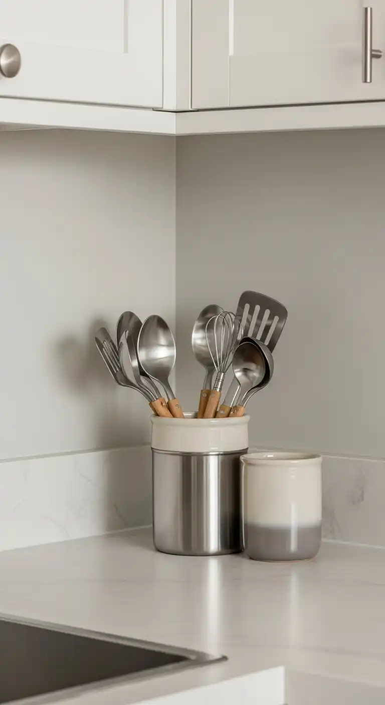 20 Inviting Kitchen Counter Corner Decor Ideas 6 5 Minimalist Utensil Crock