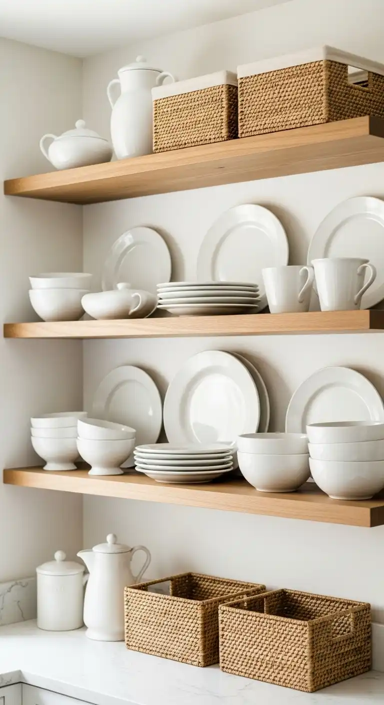 33 Elegant French Countryside Kitchen Ideas with Timeless Appeal 6 5 Open Shelving