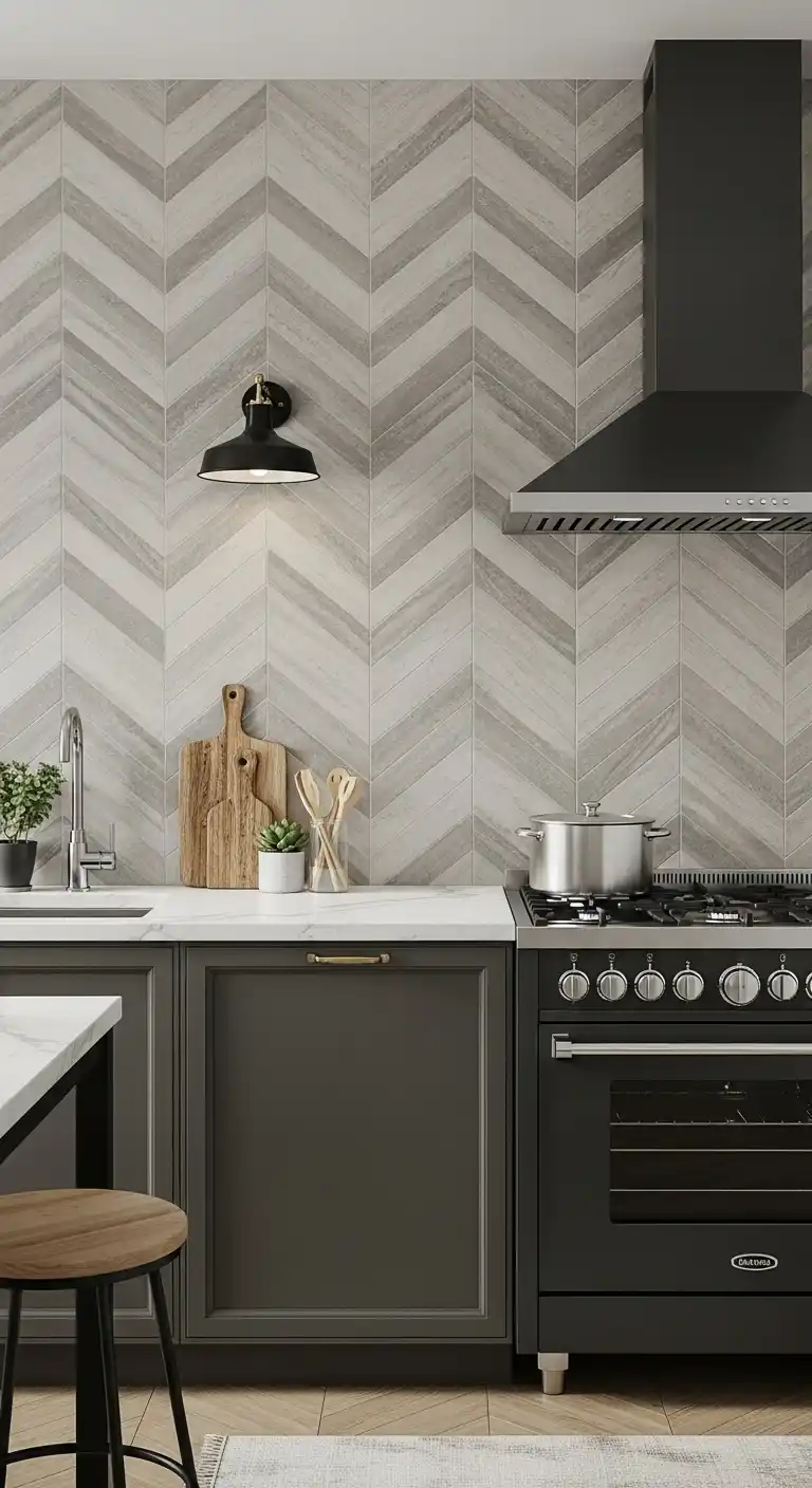 15 Chic Kitchen Backsplash Tile Designs for a Fresh and Polished Look 7 6 Chevron Pattern Tiles