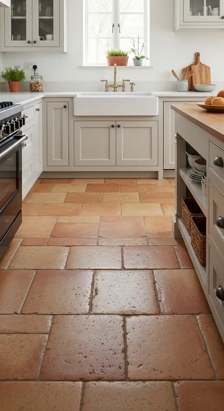 33 Elegant French Countryside Kitchen Ideas with Timeless Appeal 7 6 Terracotta Flooring