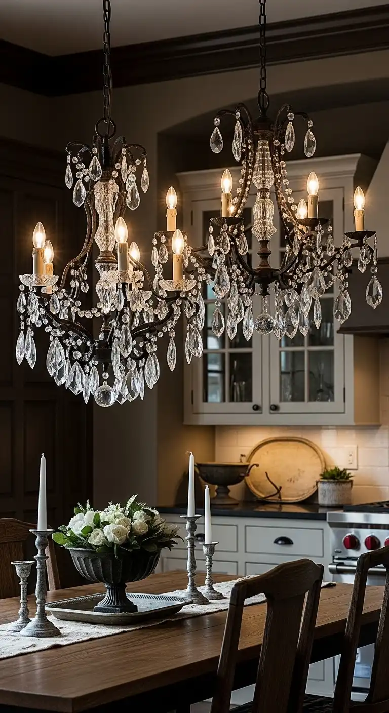 21 Elegant French Chateau Kitchen Ideas That Redefine Rustic Luxury 8 7 Antique Chandeliers for Dramatic Lighting