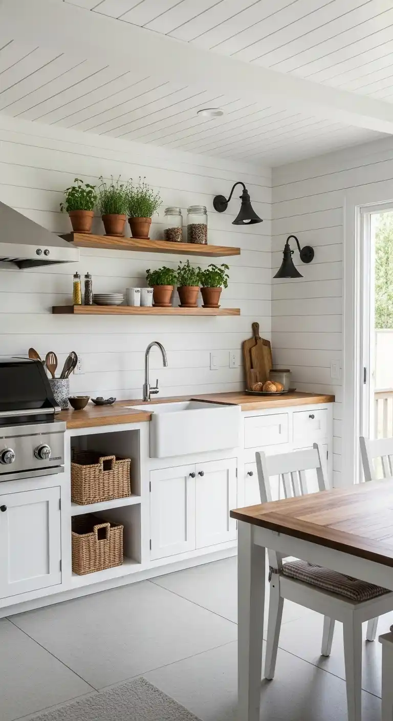 30 Functional Backyard Outdoor Kitchen Layouts You'll Love 8 7 Modern Farmhouse Patio Kitchen