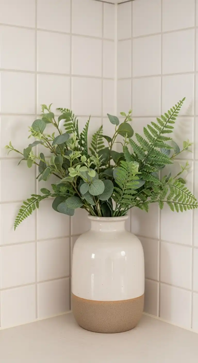 20 Inviting Kitchen Counter Corner Decor Ideas 10 9 Ceramic Vase with Greenery