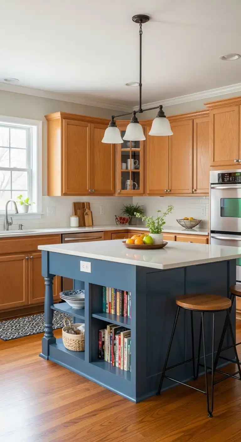 17 Stunning Orange Oak Cabinet Makeover Ideas 10 9 Pair with a Contrasting Island
