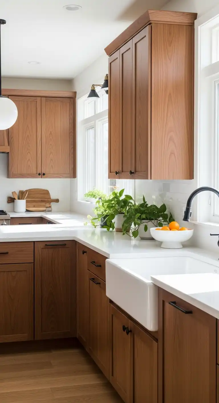 1. Walnut & White Quartz Elegance