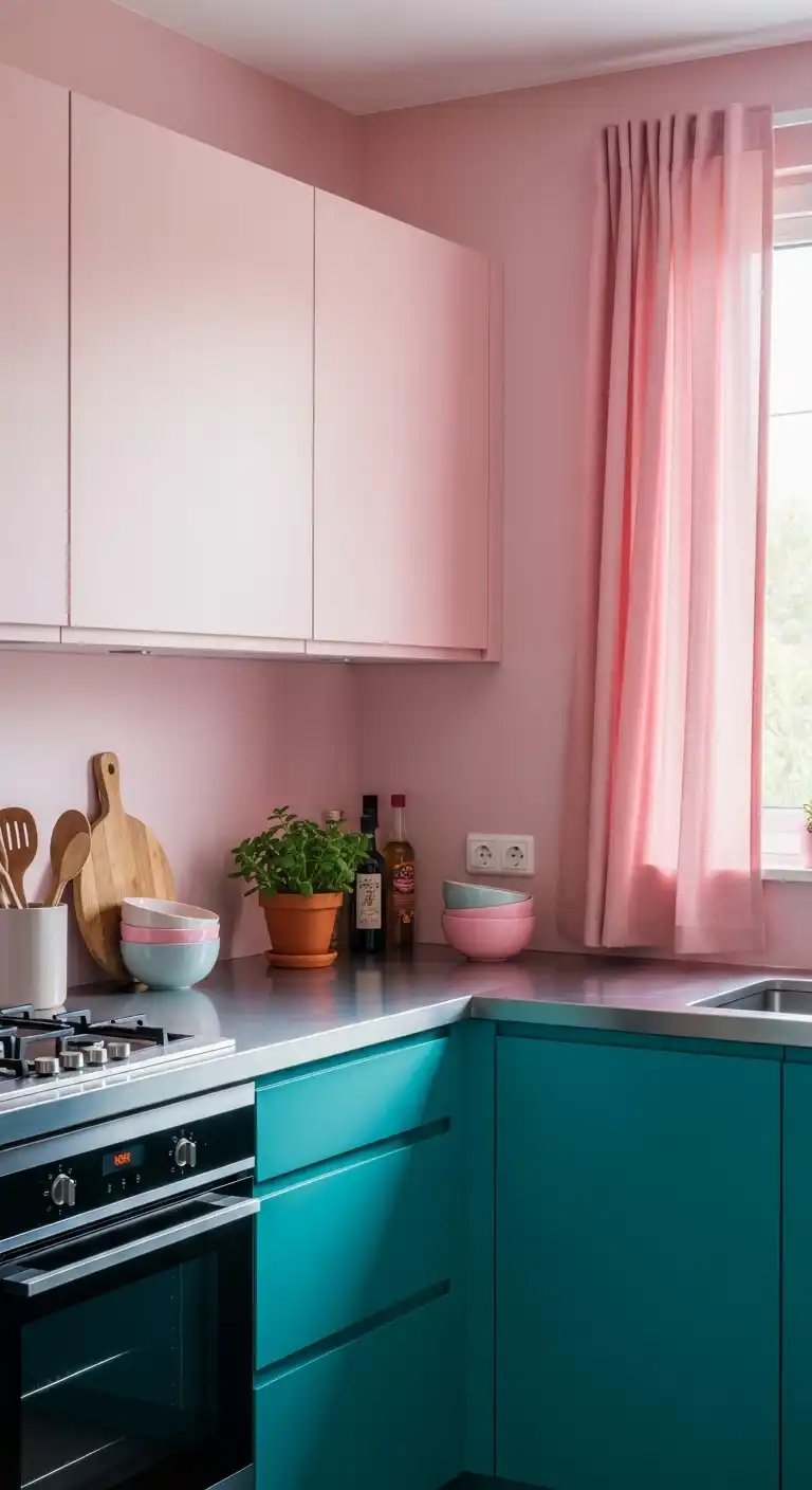 21 Stunning Kitchen Design Color Combination Ideas 12 11 Blush Pink and Teal
