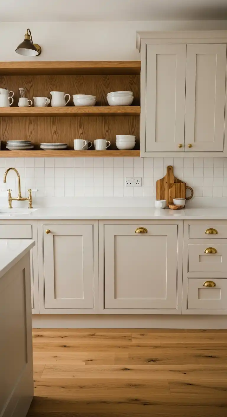 12) Cream Cabinets with Warm Wood Accents