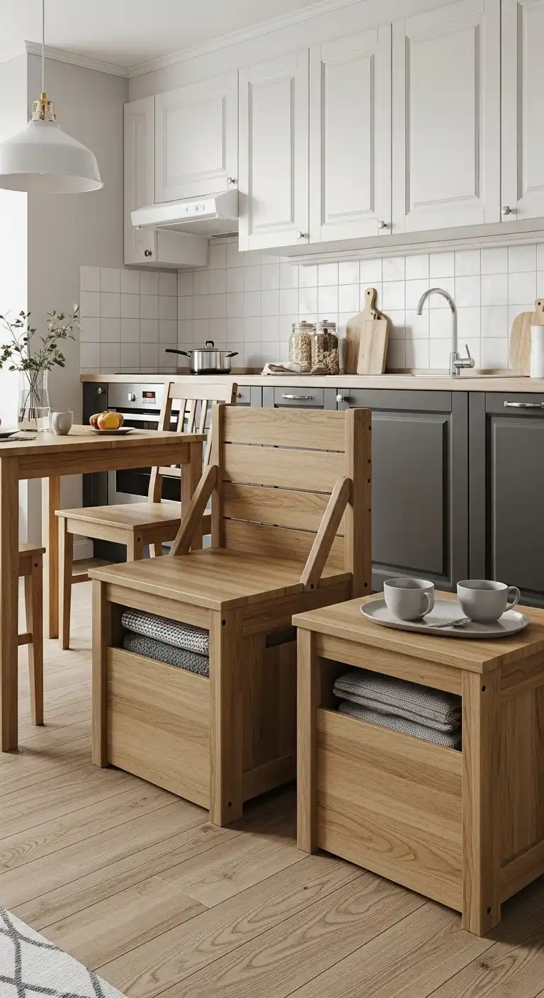 13) Select furniture with built-in storage like benches or stools