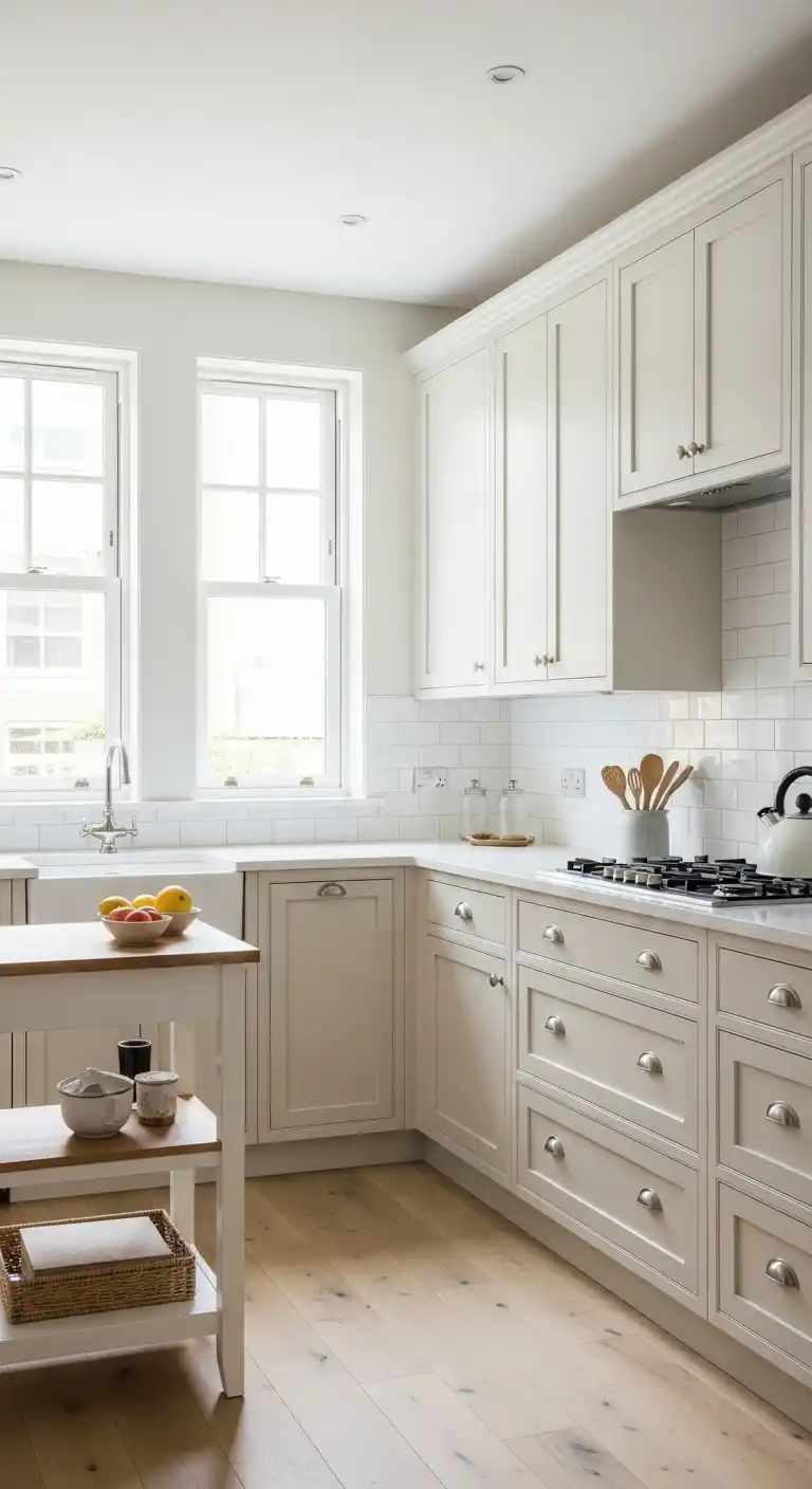 18) Cream Cabinets in a Small Kitchen