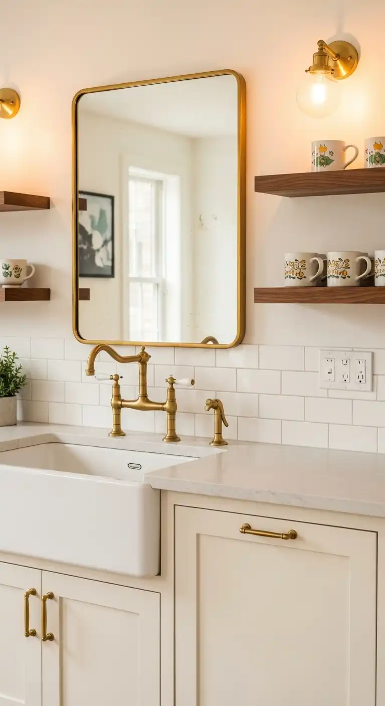 2. Vintage Brass Accents for Kitchens