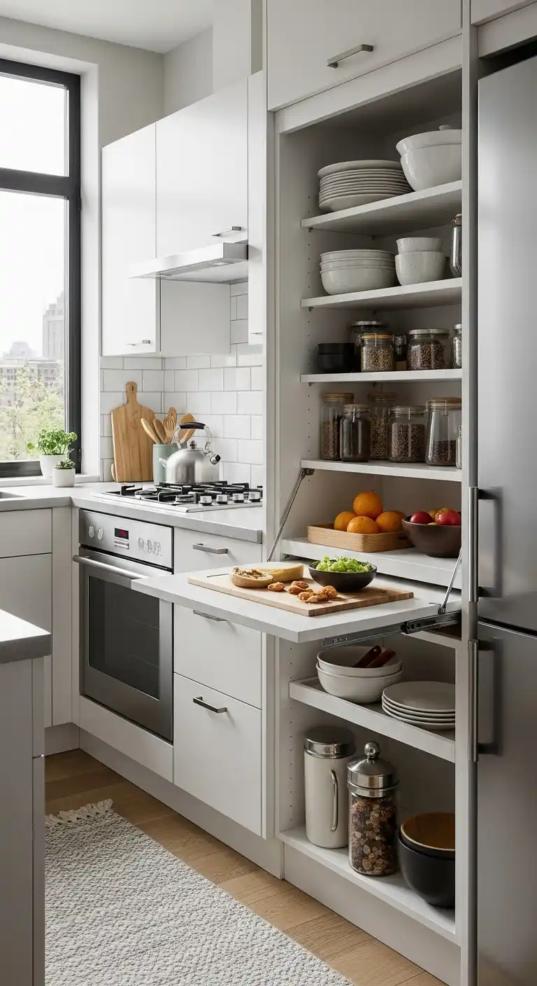 3) Opt for fold-down or pull-out countertops for extra prep space
