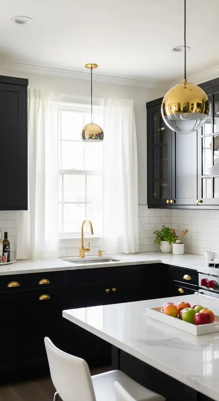 21 Stunning Kitchen Design Color Combination Ideas 5 4 Black and White with Gold Accents