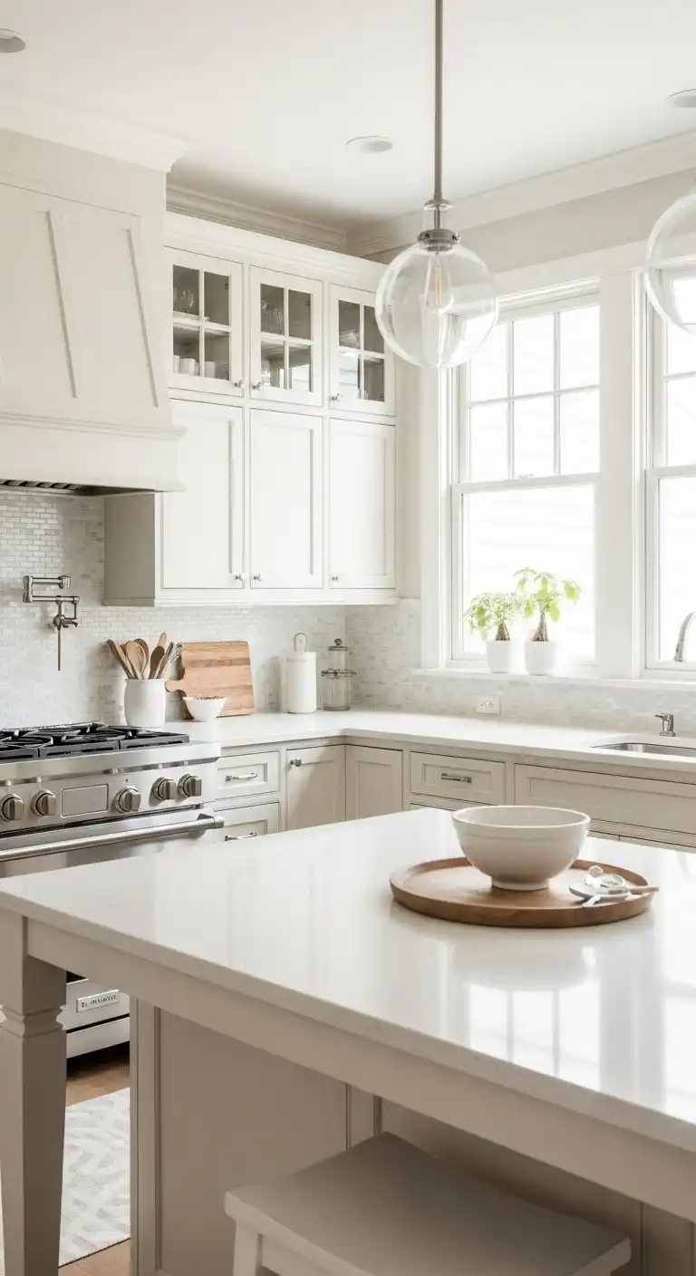 5) Monochromatic Cream Kitchen