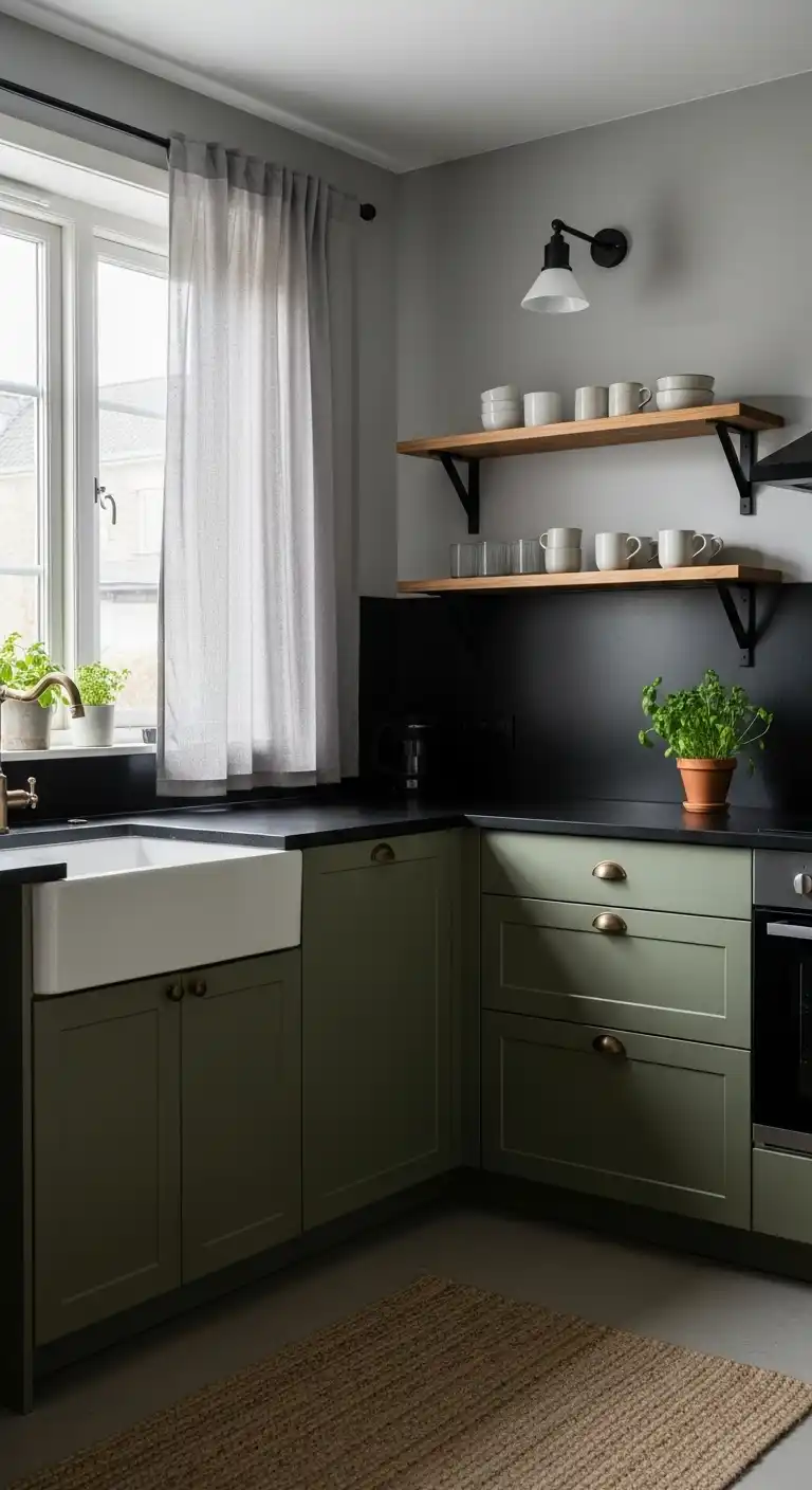 21 Stunning Kitchen Design Color Combination Ideas 6 5 Olive Green and Black