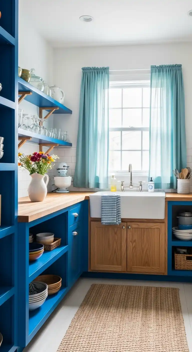21 Stunning Kitchen Design Color Combination Ideas 8 7 Cobalt Blue and Natural Wood