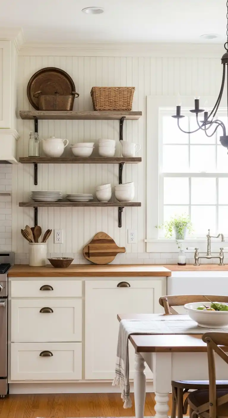 7) Rustic Farmhouse Cream Cabinets