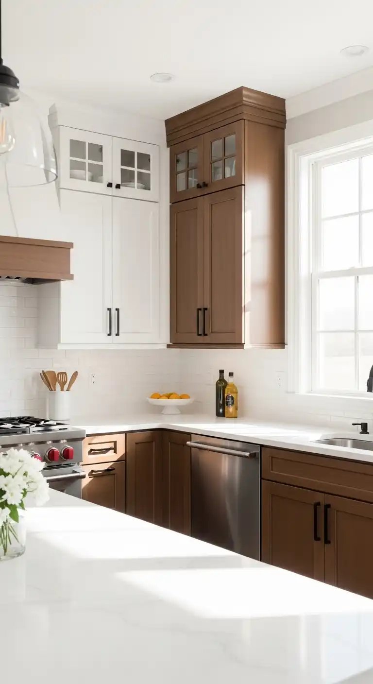 Brown Kitchen Cabinets Color Schemes: 23 Stylish Combos 2 Classic White and Brown
